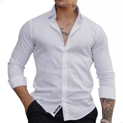 Camisa Social Masculina Slim Fit Manga Longa Promoção Luxo