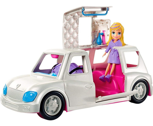 Limusina De Lujo Con Muñeca Polly De 3 Pulgadas, 3 Perchas,