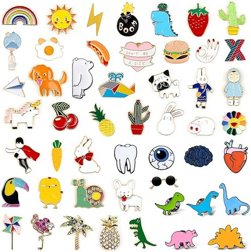 Paquete 20 Pines Pack Broches Metalicos Pines Kawaii Al Azar