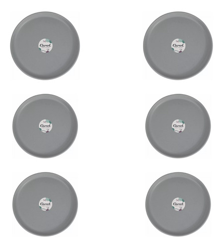 Combo X6 Plato De Plastico 25cm Carol Linea Fusion Gris