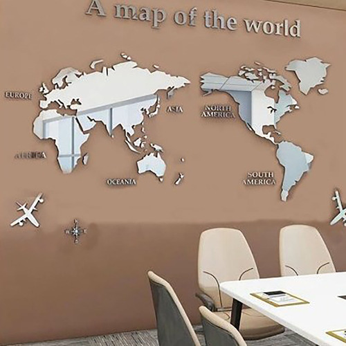 Pegatinas Acrílicas De Pared Con Mapa Del Mundo 3d, Espejo D