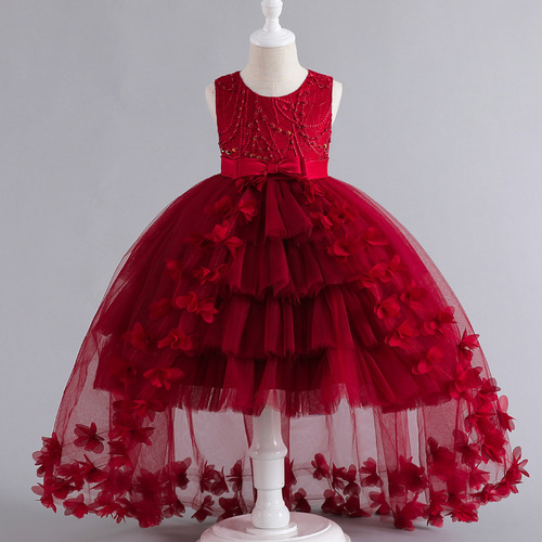 Vestido D/princesa D/flores P/promoción D/niña De 3-12 Años