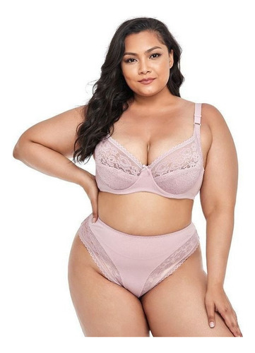 Conjunto Sujetador De Tanga Sexy De Talla Grande Para Mujer