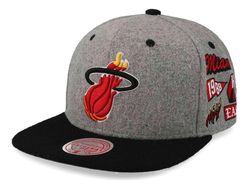 Gorra Mitchell & Ness Nba Melton Patch Snapback Heat Gris Un