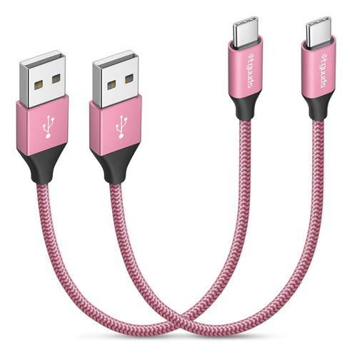 Cable Usb C Rosa Etguuds Corto De 1 Pie, Paquete De 2 Uni...