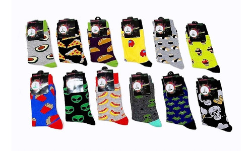 Pack12  Calcetines Diseños Variados Algodón Para Hombre