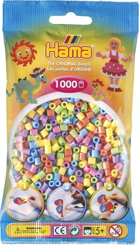 Hama Beads Midi Perler 1000 Unid Mix Colores Pastel Pixelart