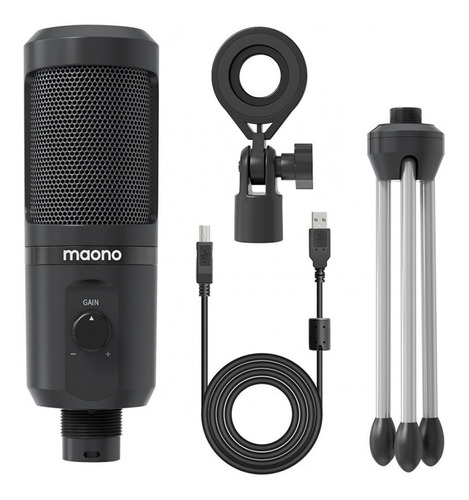 Microfono Condenser Usb Streaming Podcast + Accesorios Maono