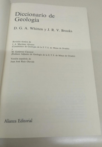 Diccionario De Geologia * Whitten * Brooks * Alianza