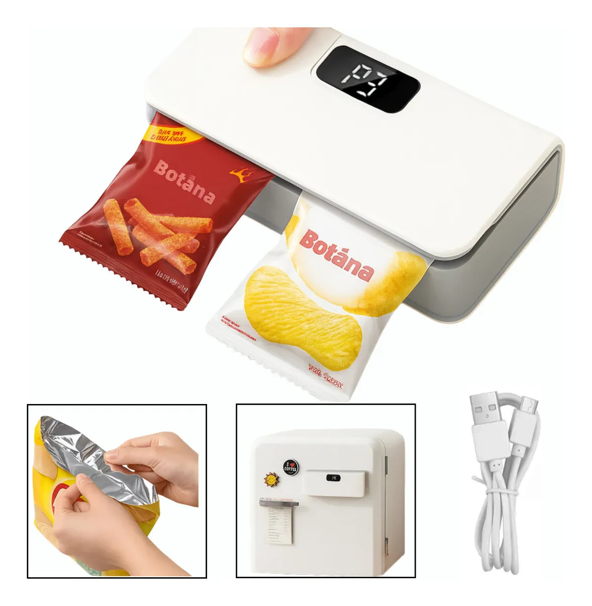 Maquina Para Sellar Sellador De Bolsas Para Snacks/alimentos Blanco