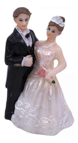 Casal Noivos Casamento Noivinhos Resina 6,5 Cm Topo De Bolo 