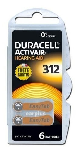 60 Pilhas Baterias Aparelho Auditivo Da312 / Pr41 - Duracell