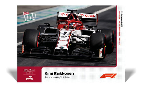 Kimi Raikkonen De Alfa Romeo Rompe Record Formula1 Tarjeta