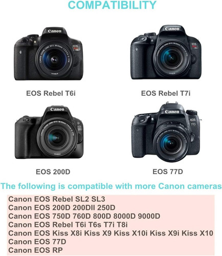 Kit Adaptador De Corriente Para Canon Eos Rebel Sl2 Sl3 T6i