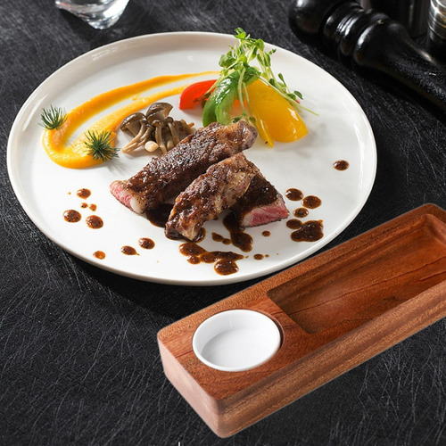 Plato Para , Plato Rectangular Para Bistec Con Cuenco