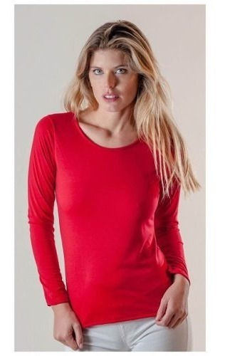 5 Remera Básica Manga Larga Mujer Modal Premium (por Mayor)