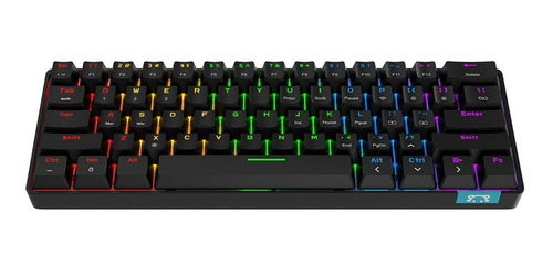 Imagen 2 de 9 de Teclado Mecánico 60% Bluetooth Switch Brown- Stk61 Negro