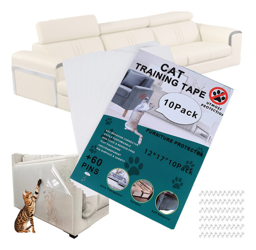 Protetor De Sofá Adesivo Gatos Anti Arranhão Transparente 10 Peças Protetora Película Para Mobilia Anti Arranhão Resistente Gato Com Prego De Fixação