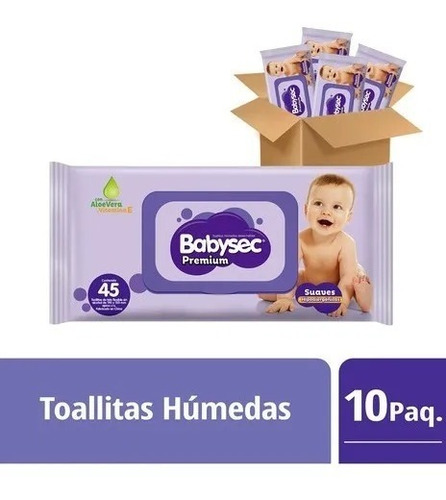 10 Paquetes Toallitas Húmedas Babysec Premium De 45 Un