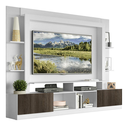 Estante Tv 65  E 2 Portas Oslo Multimóveis V3395 Cor Branco/Tenerife