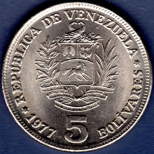 5 Bolívares 1977 Moneda De Venezuela Fuerte