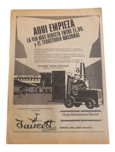 Dante42 Publicidad Antigua Aerolinea Faucett 1989 1970 1971