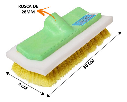 3 Esfregão Vassoura Lava Caminhão Baú Van Ônibus Rosca 28mm