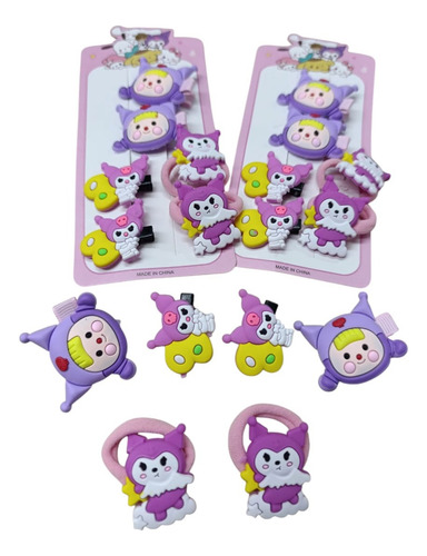 Hebillita Broche Y Gomita De Pelo Kuromi Rosa