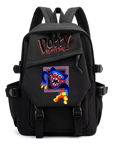 Mochila Con Poppy Playtime Huggy Wuggy De Mochila Infantil Color Negro (1)