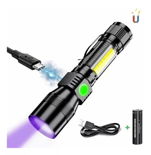 Lámpara Linterna Táctica Luz Negra Uv Ultravioleta Campismo Multiusos  Seguridad Alacranes Batería Recargable Led Q5 Color de la linterna Negro