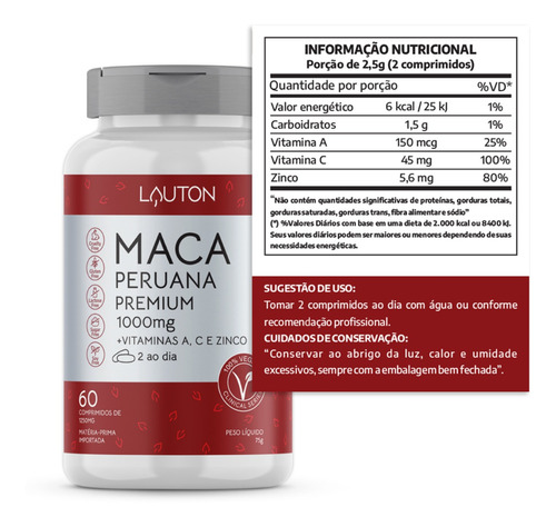 Maca Peruana Premium Com Vitamina A + C + Zinco - Kit 3