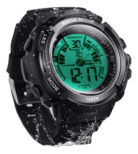 Tekmagic - Reloj Digital De Buceo Sumergible De 10 Atm, Sume