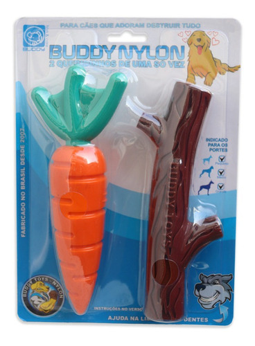 Mordedores Buddy Toys Queridinhos Nylon - Cenoura E Graveto