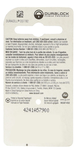 Procter & Gamble 67848 Paquete De 2 Baterías De 1.5 V 377