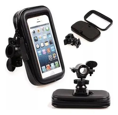Suporte Impermeável Celular Moto Bike Rotação 360° 6.5" Preto