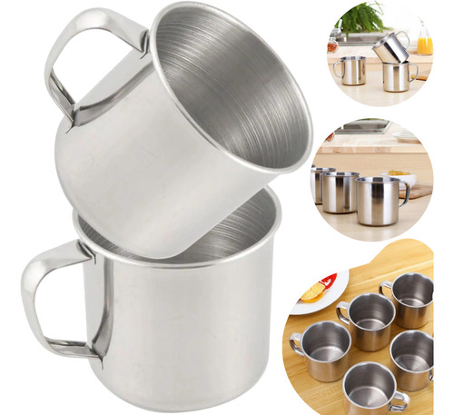 Jogo De Canequinhas Inox Luxo 7 Cm 200 Ml Servir Café Chá 6u