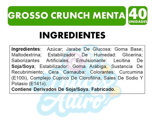 Chicle Grosso Crunch Menta Caja Con 40 Unidades