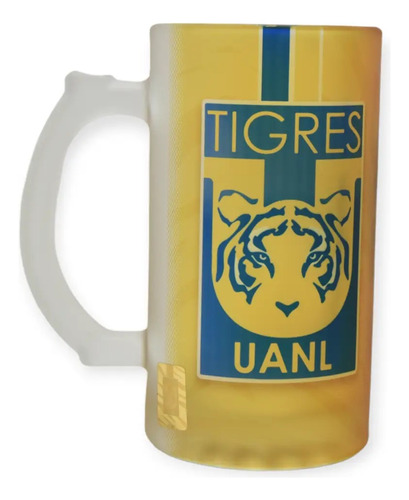 Tarro Vidrio Satinado Tigres Amarillo 473 Ml 100% Original