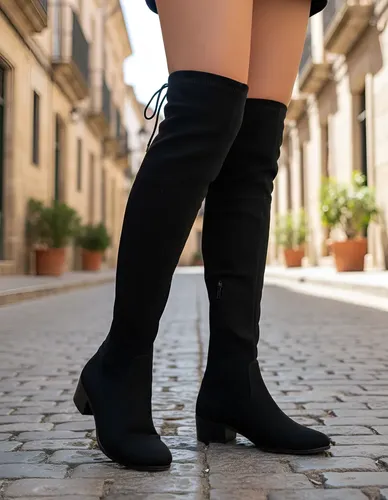 Bota Feminina Over The Knee Blogueira Montaria Cano Alto - foto 1