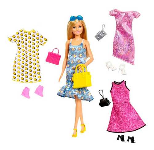 Set Muñeca Barbie Set Doll & Party Fashiions Mattel