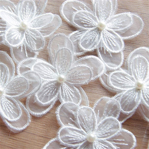 Esh7 10pcs Mariposa Blanco Encaje Flor Apliques Ajuste Para