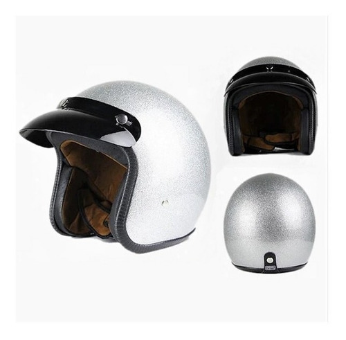 Casco Moto Bobber Gris Brillante