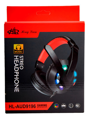 Auriculares Gamer Misde A65 Luces Led Rgb Micrófono Negro