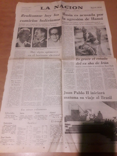 Tapa Diario La Prensa 29 06 1980 Juan Pablo Ii Bolivia Brasi