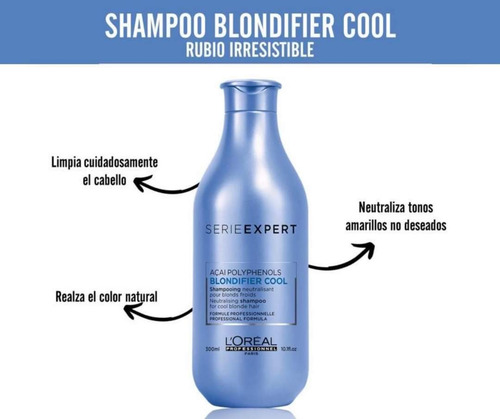 Imagen 6 de 6 de Shampoo L'oréal Professionnel Serie Expert Blondifier Cool En Botella De 300ml Por 1 Unidad