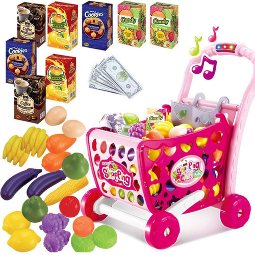 Juguete Carrito De Compras Con Luces Sonido Accesorios Niñas