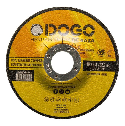 Imagen 3 de 5 de Pack Disco Desbaste Deprimido X 25 Uni Metal 115x6.4 Dogo Mm
