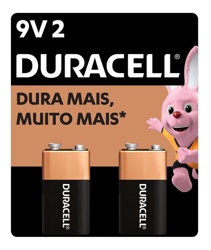 02 Pilhas Bateria 9v Alcalina Duracell Original 1 Cartela