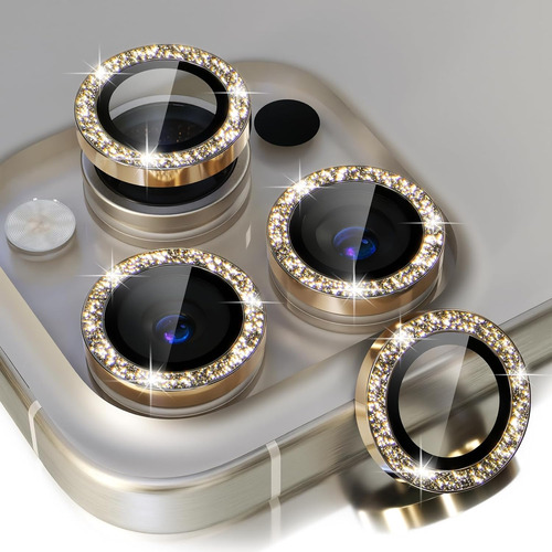 Protectores De Lente Choiche Para iPhone, Dorado Con Glitter
