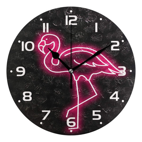 Zzkko Reloj De Pared Con Diseño De Flamenco De Neón, Analógi